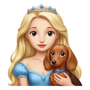 Blonde princess holding a Long haired dachshund  sticker