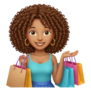 black woman with curly hair shopping sticker