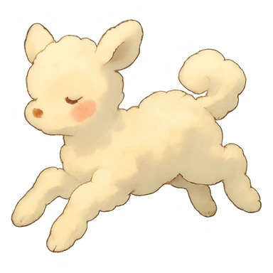 soft vanilla cloud doe with rosy cheeks, floating in the air, ghibli style sticker