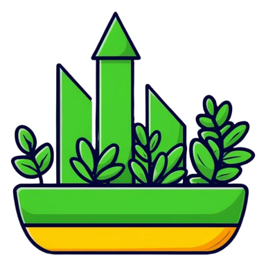 downward arrow surrounded by plants sticker