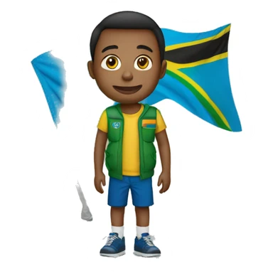 un garçon avec le drapeau de la Tanzanie  sticker