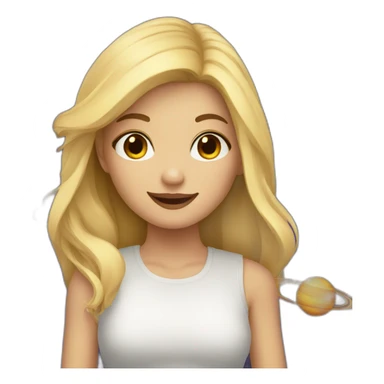 A blonde girl with planets around her sticker