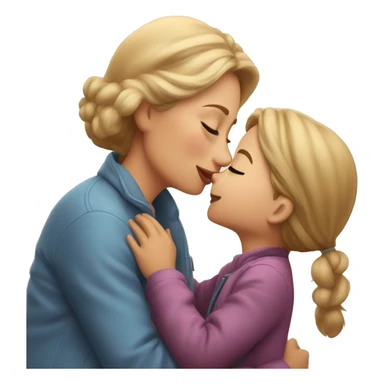 Little girl kissing her mom on the cheek  sticker