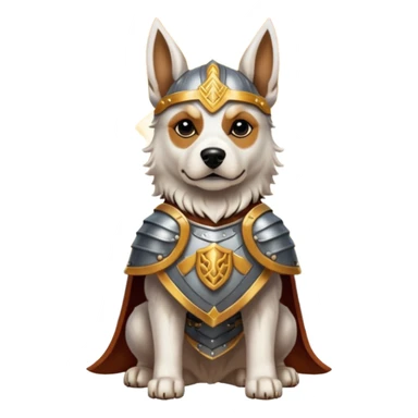 valorous Viking dog in Valhalla, detailed armor, heroic pose, glowing sky sticker