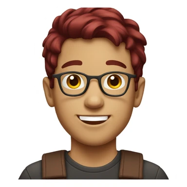 a boy with burgundy hair, not wearing glasses, smiling
 sticker