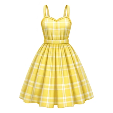 pastel yellow plaid spring dress floating in the air sticker