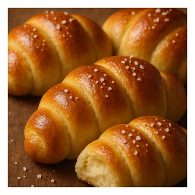 salted butter rolls, close-up, shiny crust, soft texture, bakery style sticker