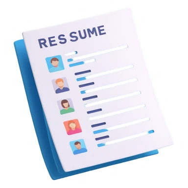 resume icon, 3D effect, subtle shadows, professional look sticker