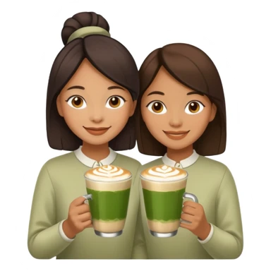 two filipino sisters with matcha lattes sticker