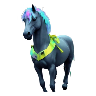 .Zombie_ Vaporwave black holographic oilslick zombie unicorn yellow caution tape graffiti Pegasus sticker