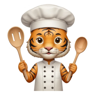 Tiger chef with chef hat and spatula sticker