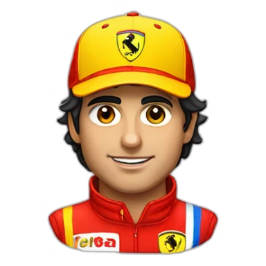 Carlos Sainz Jr with a Ferrari cap red and yellow stripes sticker