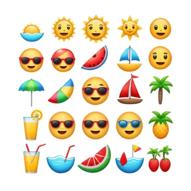I want a summer themed emoji set sticker