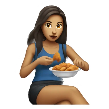 Brunette woman eating chicken in the car sticker
