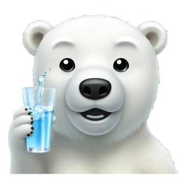 polar bear drinks glass water sticker
