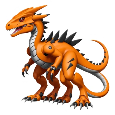 Cool Volvanic Magmatic Black Orange Digimon-Fakemon-Guilmon-Velociraptor-Dragon-Mecha full body sticker