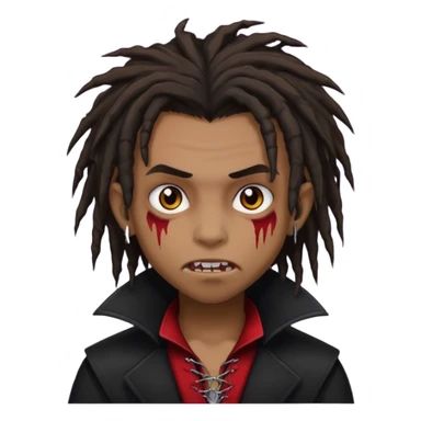 Young, cute, Brown skin Boy, vampire, messy dreadlocks, emo sticker