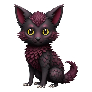 Cute cool realistic black Trico-hybrid-creature dark burgundy (full body) sticker