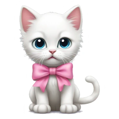 cute white kitten with pink bow is angry sticker