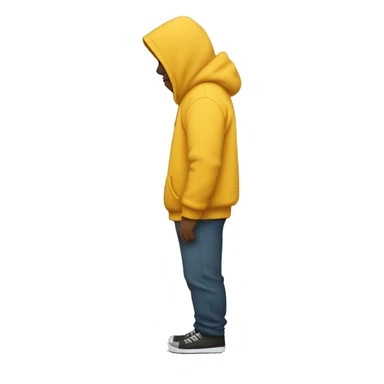 person with hoodie on looking sad and walking with hands in his hoodie, viewed from the side sticker