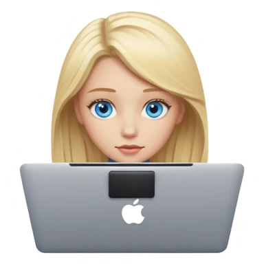 blonde girl blue eyes on mac lap top sticker