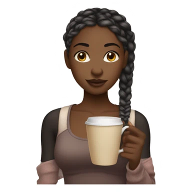 Black girl with braids, a crop top and drinking tea sticker