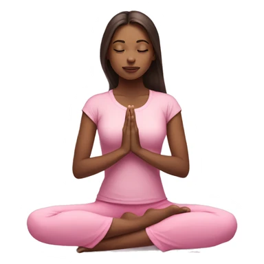 White skin Brunette Girl doing praying yoga pose in pink tones half body sticker
