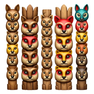Totem – Wooden carved pole with animal faces. sticker