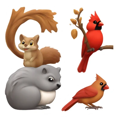 Fat cardinal beside squirrel  sticker