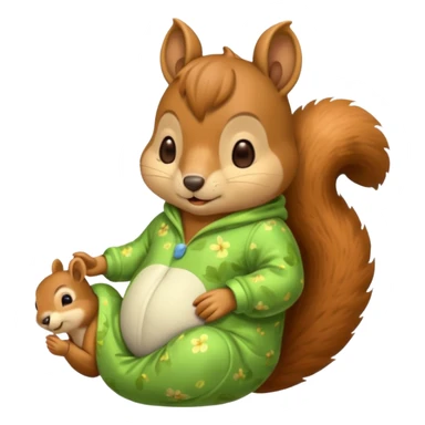 squirrel in acorn pajama suit snoring sticker