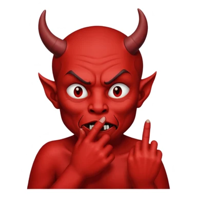 Creppy devil and shushing someone  🤫 like there figer over there mouth  like there lip is closed and the figers over sticker
