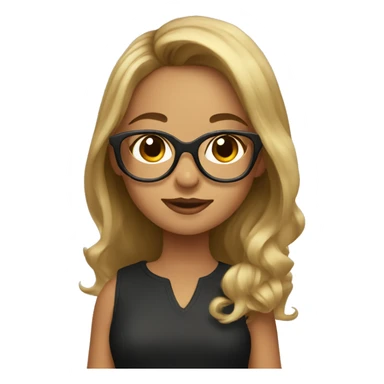 girl with brown and blonde highlights and glasses with baby  sticker