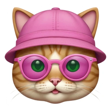 cat wearing green sunglasess and a piunk hat sticker