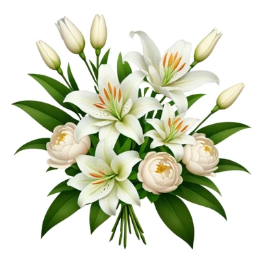 bouquet of flowers white lilies, peonies and bush roses sticker