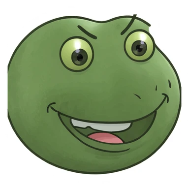 Make the green happy emoji face wink, keep the style and no background. sticker