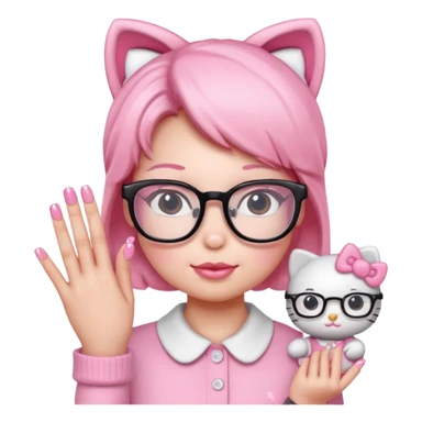 Nails cute hello kitty wear glasses sticker
