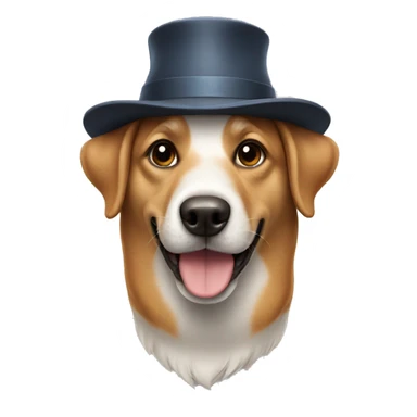 A dog with a hat sticker