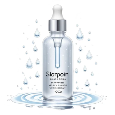 Slim clear dropper bottle with white cap and minimal black text label. Floating above a silver ripple, with icy shimmer rings pulsing outward. Surrounded by tiny frozen sparkles and wrinkle-smoothing energy beams. Looks like a precision anti-aging serum potion — sharp, cold, and potent. sticker