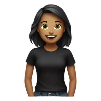 smiling girl in black shirt sticker