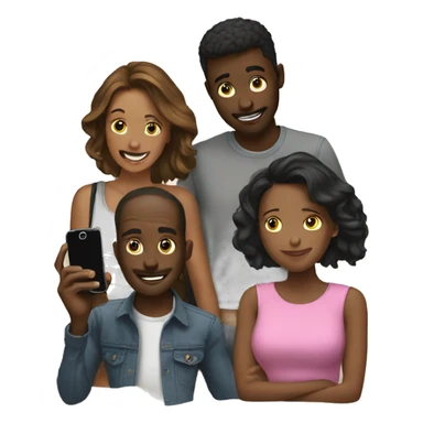 group of friends using their phones sticker