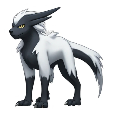Cool Edgy Absol-Houndoom-Luxray Fakémon Digimon with Edgy markings, full body, outlined sticker