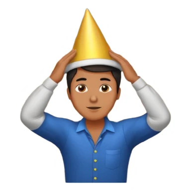 a man stands with his hands on his head, a house on fire behind him, at night, apple style emoji sticker