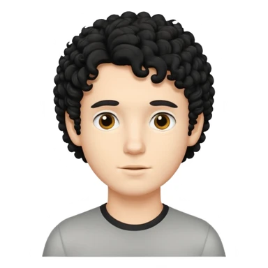 White boy with black curly hair sticker