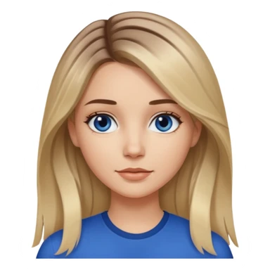 white girl long light brunette / blonder hair girl with darker roots in her hair middle part and dark blue eyes that's not really tan but not pale sticker