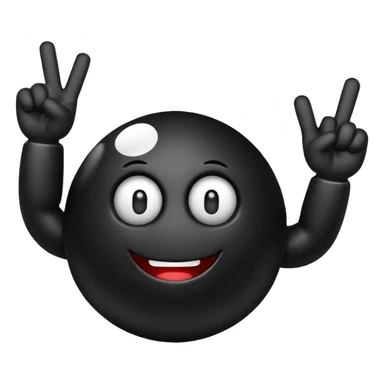8 ball character with arms, one hand giving the middle finger, emoji style sticker