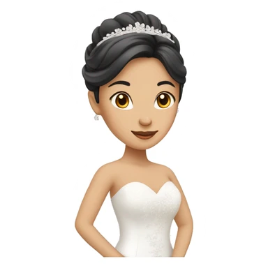 Asian bride with white wedding dress sticker