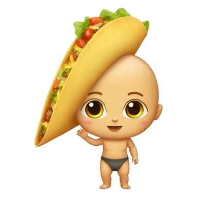 Baby with a giant taco sticker