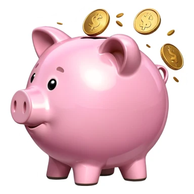 Piggy bank with coins falling in sticker