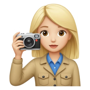 blonde girl photographer cartoon taking picture in middle of taking picture sticker