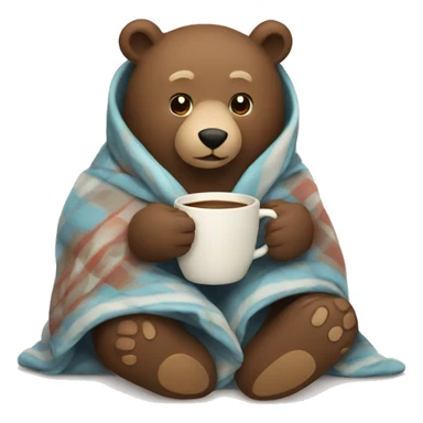bear cozy in blanket drinking coffee sticker